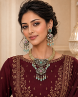 AD Zircon in a Diamond Cut Necklace Set.