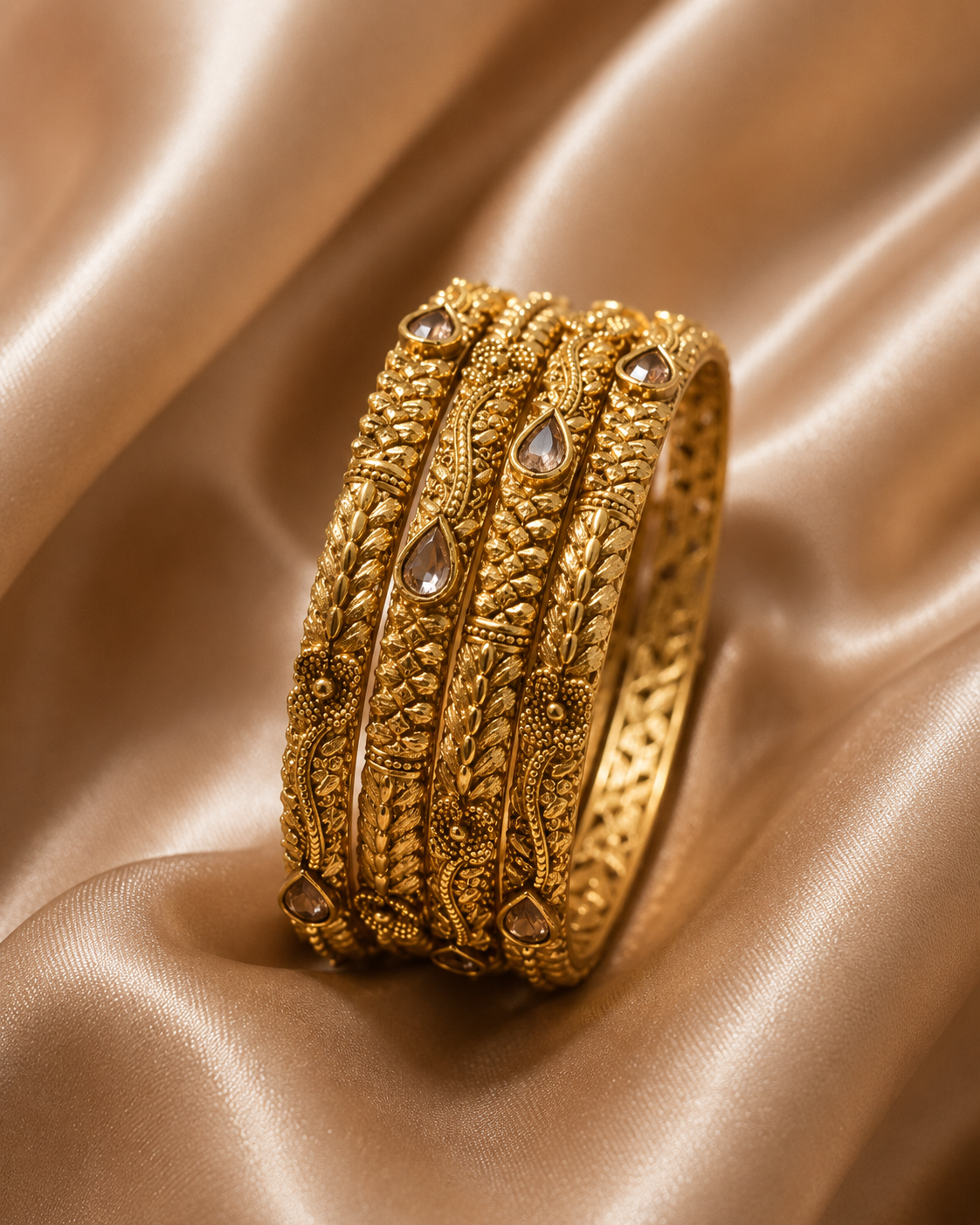 Rajwari Bangles Gold Plated Mate Polish 4pieces (2.3)