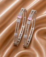 Rhodium-plated Powder Pink Bangles (LB-172, 173)
