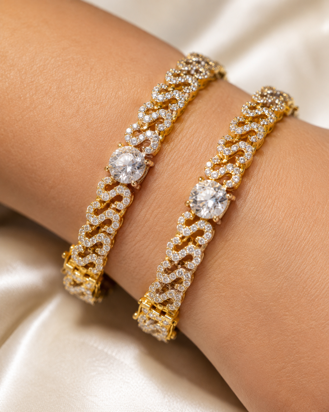 Zircon Kara Gold Plated Openable 2 Piece (2.7) (LB-134)
