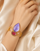 Stone Kara Gold Plated Adjustable Lavender Colour (LB-165)