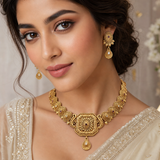 Rajwari set with matte polish and Tiyani Kundan