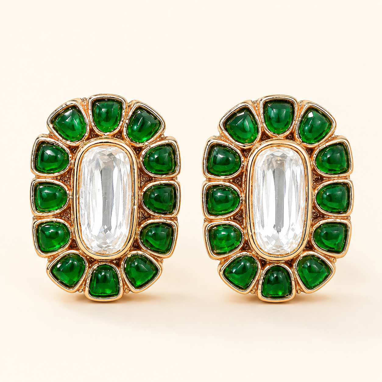 Kundan Studs with Emerald Stone (LB-304)