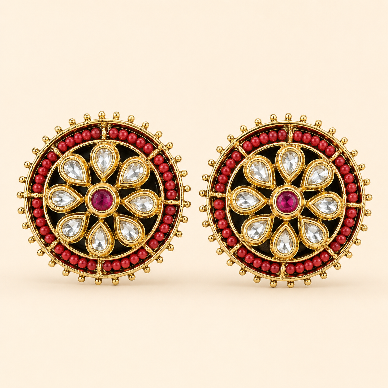 gold-plated Kundan stud LB-453
