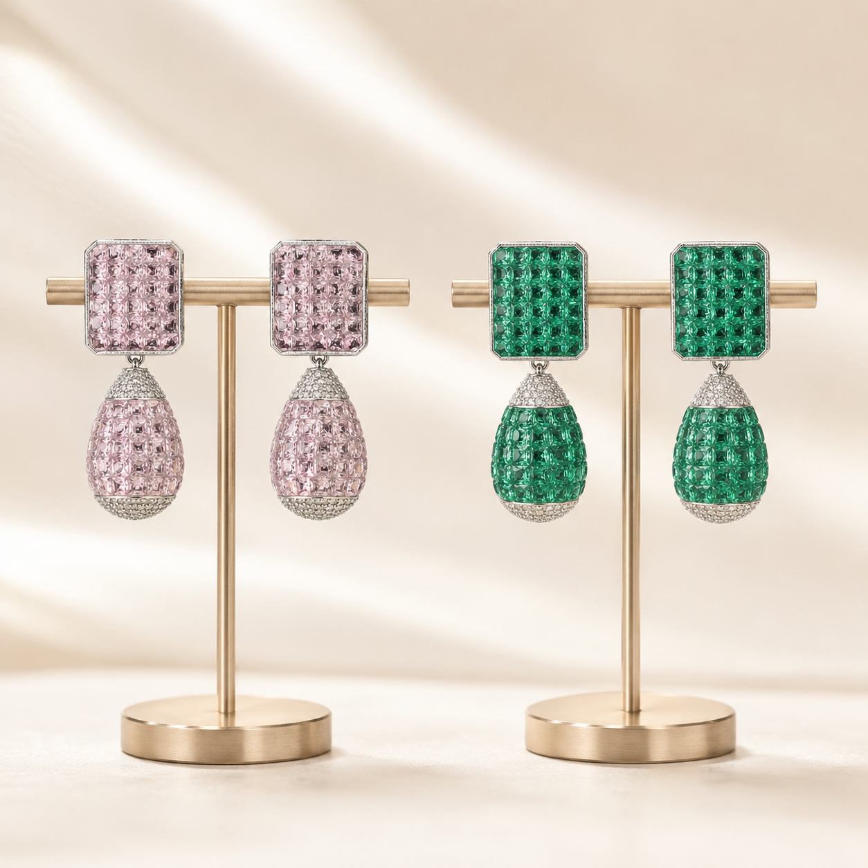 Moissanite Stone Rhodium-Plated Earrings