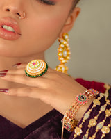 Gold Plated Ring with Emerald and Ruby Stone