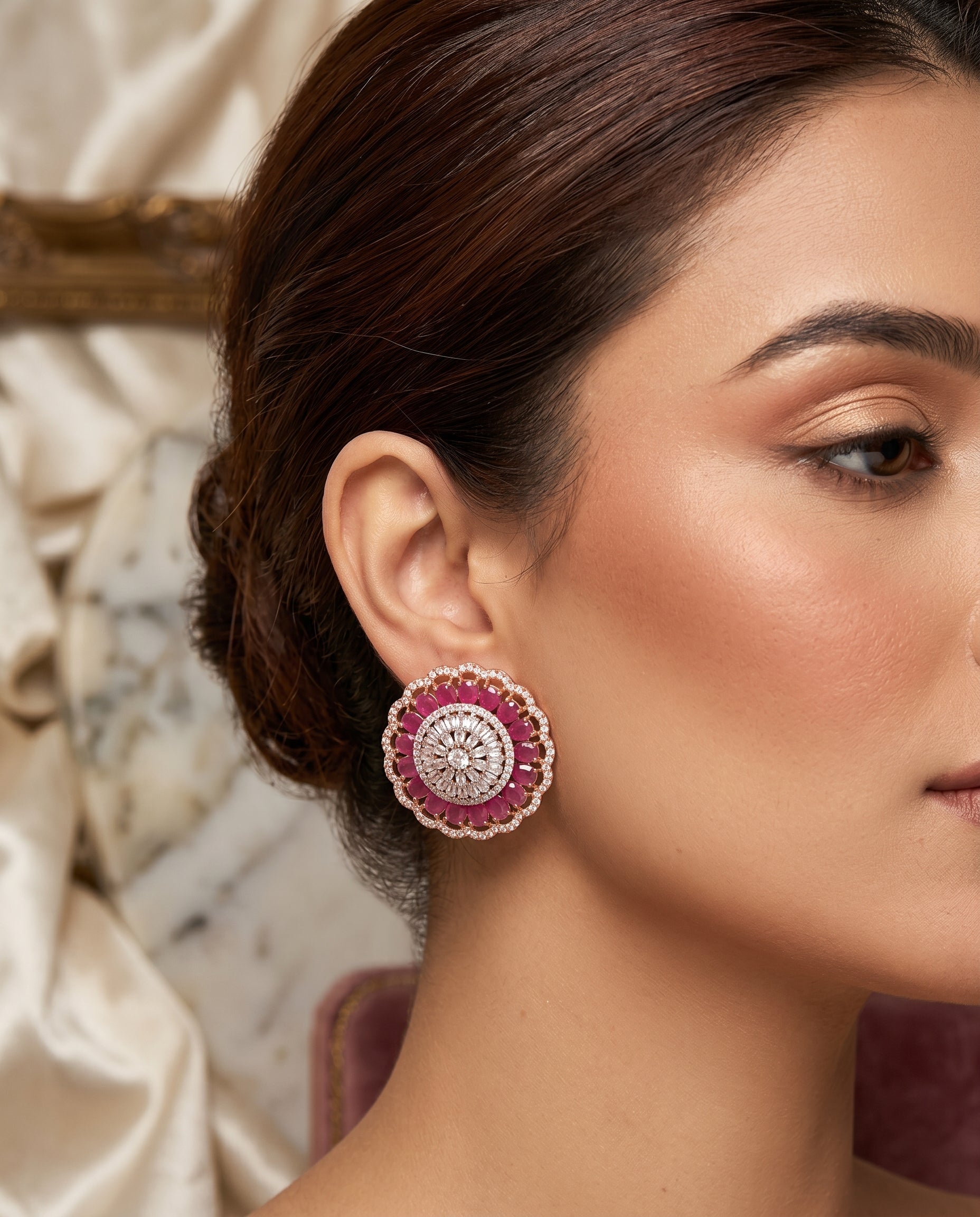 Pink crystal studs