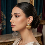 Gold Floral Statement Earrings