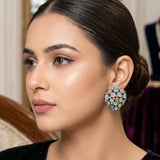 Matte polish studs with multi-stones