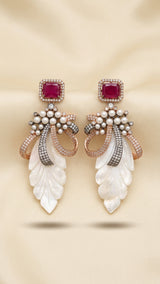Mother Pearls Cut Earring with Zircon and Victorian Polish LB -876