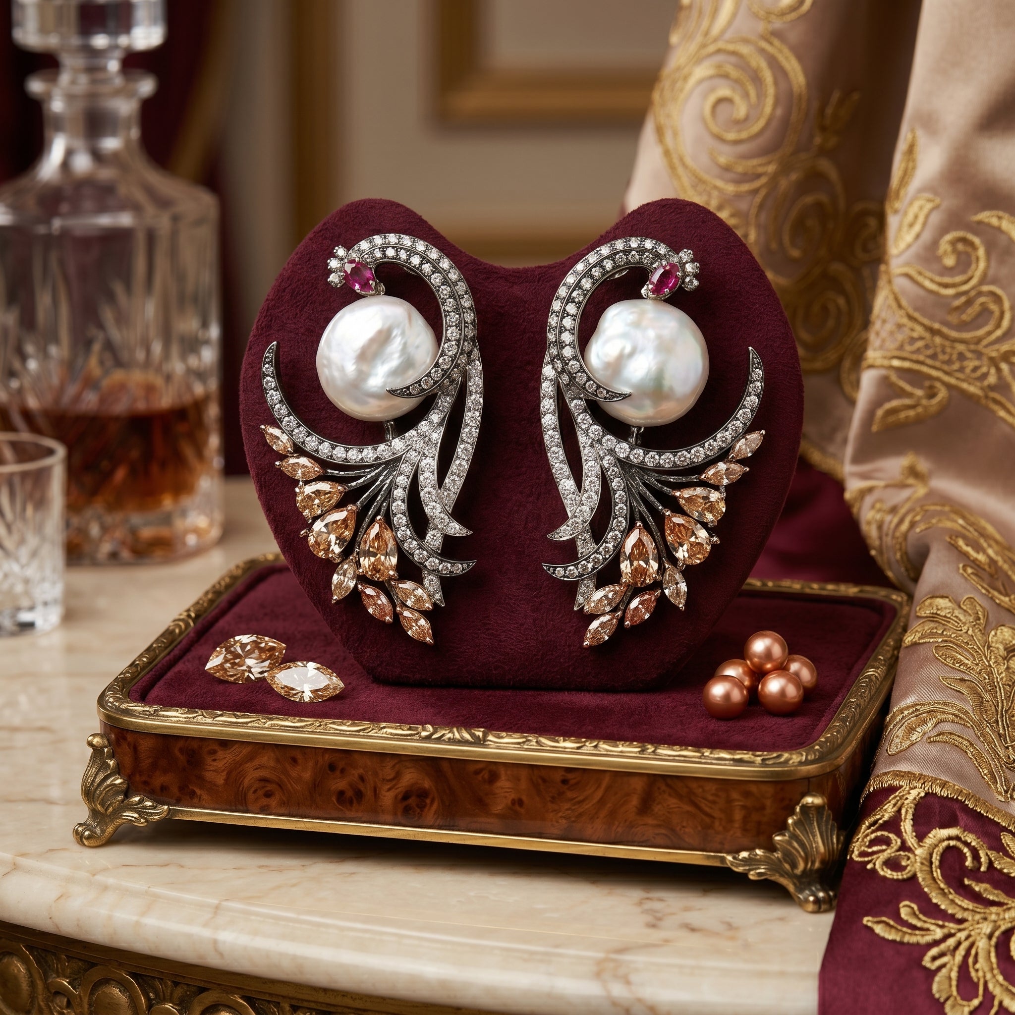 Peacock Studs Mother Pearls