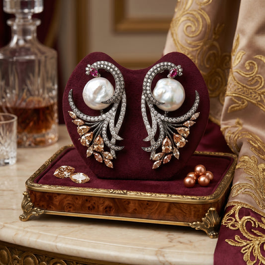Peacock Studs Mother Pearls – Stud Earrings by Ladybug