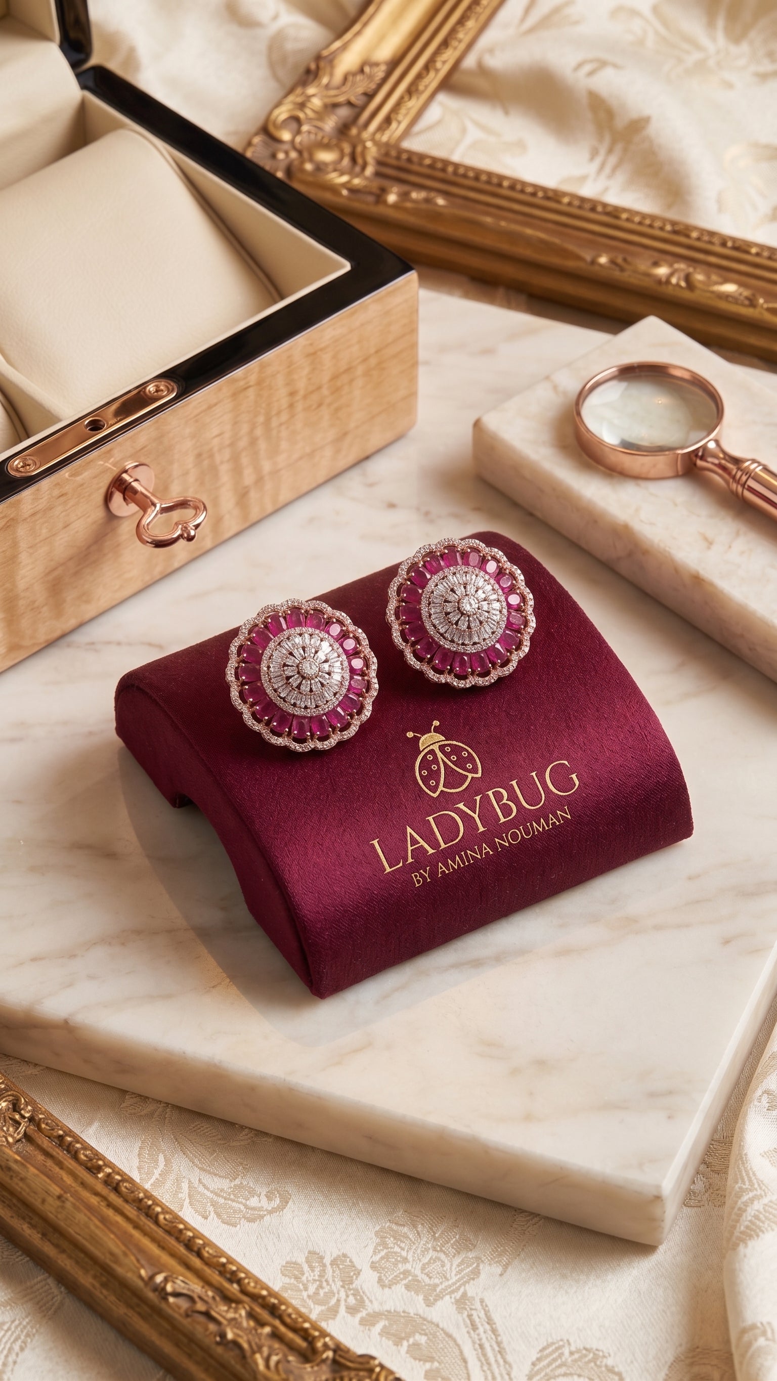 Pink crystal studs