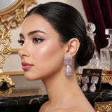 Moissanite Stone Rhodium-Plated Earrings
