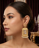 White and lemon yellow Stone Gujra Earrings with Matte polish LB -414,413