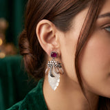 Mother Pearls Cut Earring with Zircon and Victorian Polish LB -876