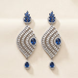 Blue Sapphire and Diamond Drop Earrings – Elegant Luxury Evening Jewelry LB-352