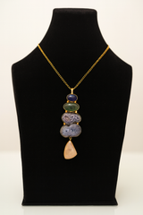 Handcrafted Multi-Stone Gold Pendant Necklace | Natural Gemstone Jewelry