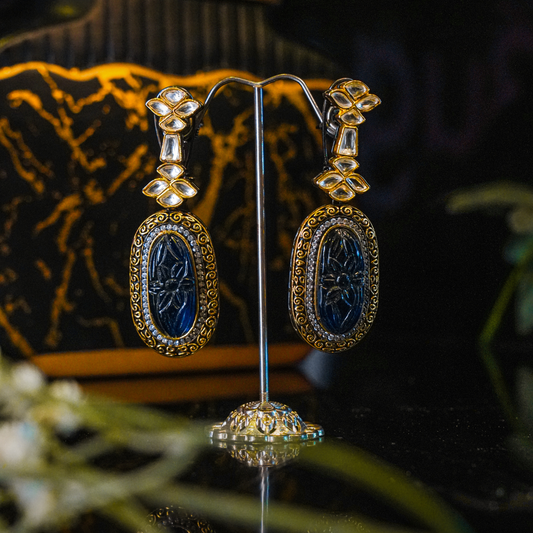 Kundan and Carved stone Earring