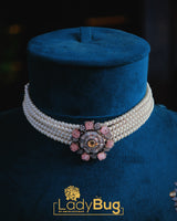 Handcrafted Pearl Choker Set in Powder Pink | Wedding & Formal Jewelry by LadyBug