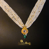 Single Kundan Stone Necklace Set and Pearls Mint Colour