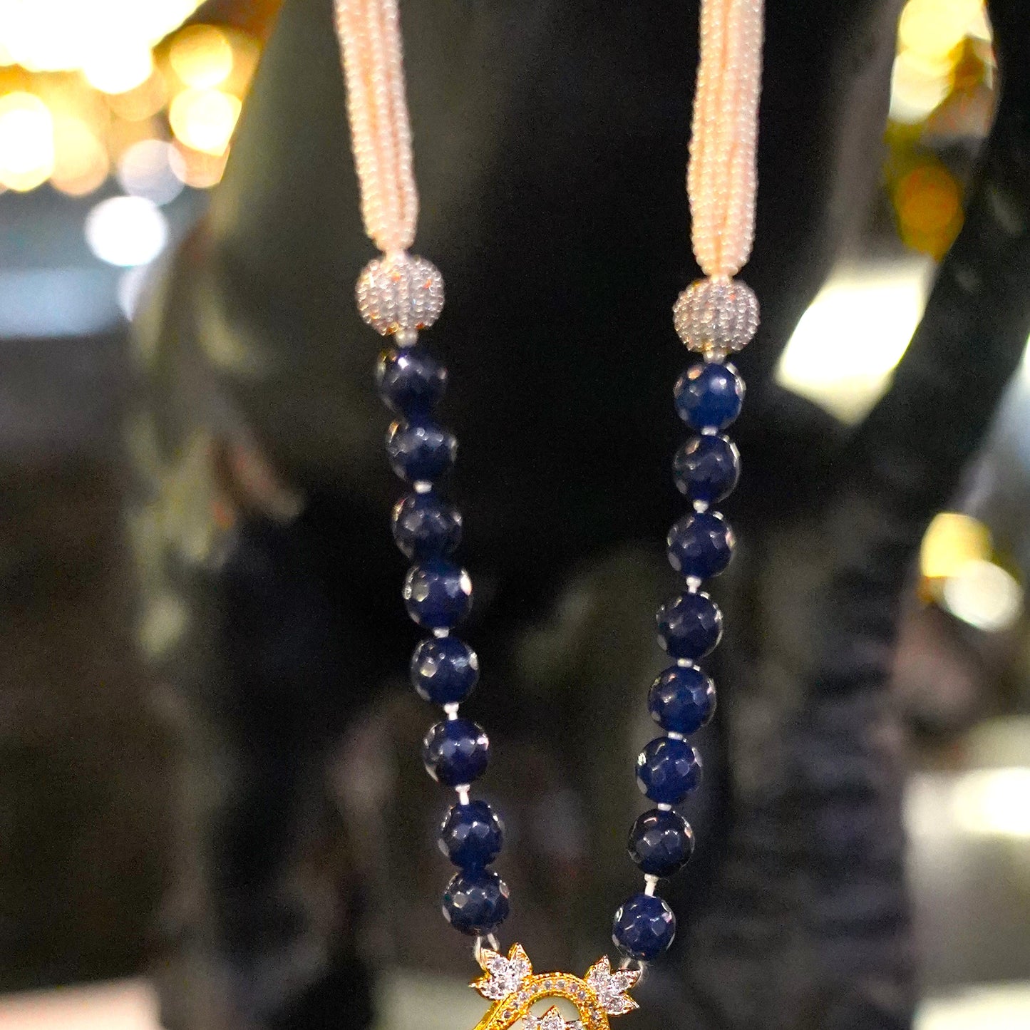 Gold Plated Mala with Ruby Stone