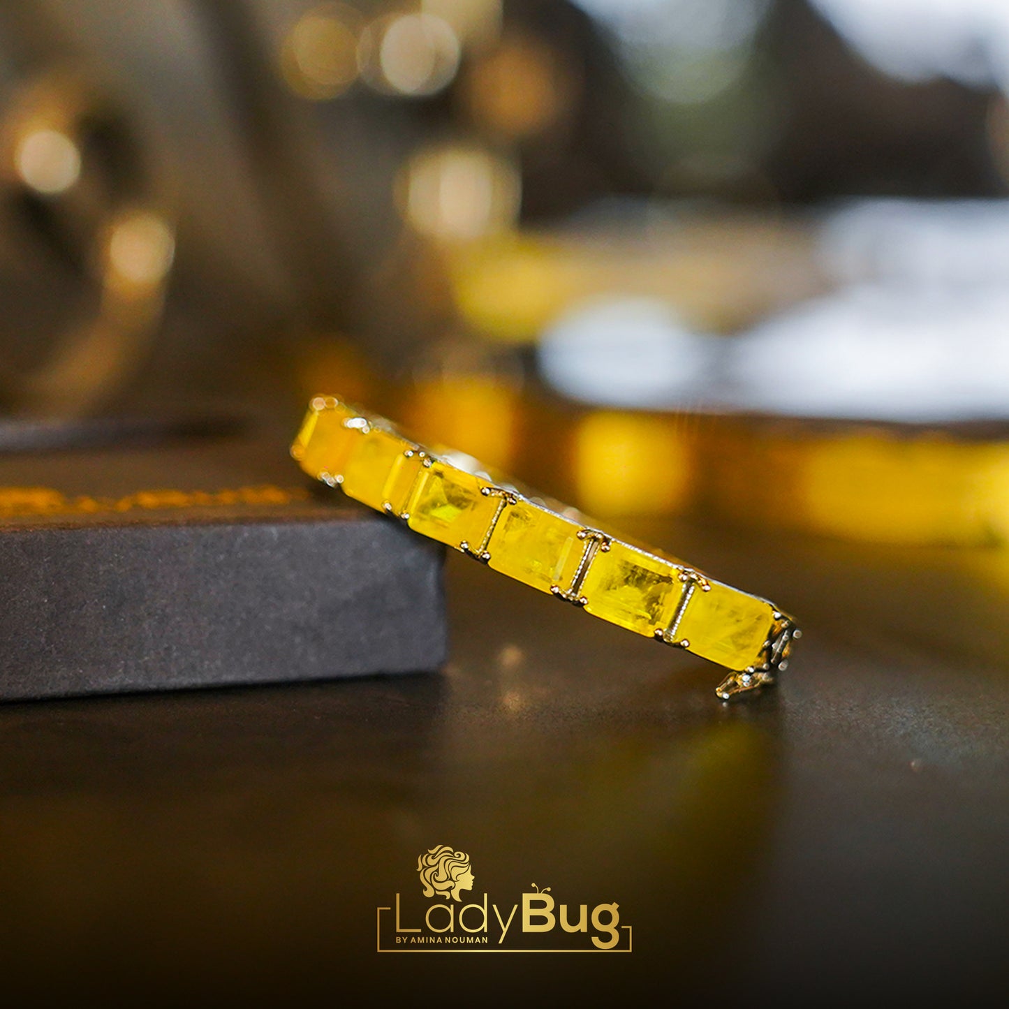 Duplet Stone Bracelet Openable Yellow Color