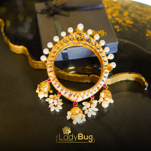 Kundan Bridal Kara with White Pearls