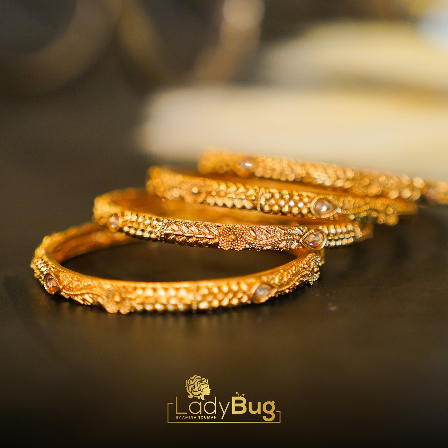 Rajwari Bangles Gold Plated Mate Polish 4pieces (2.3)