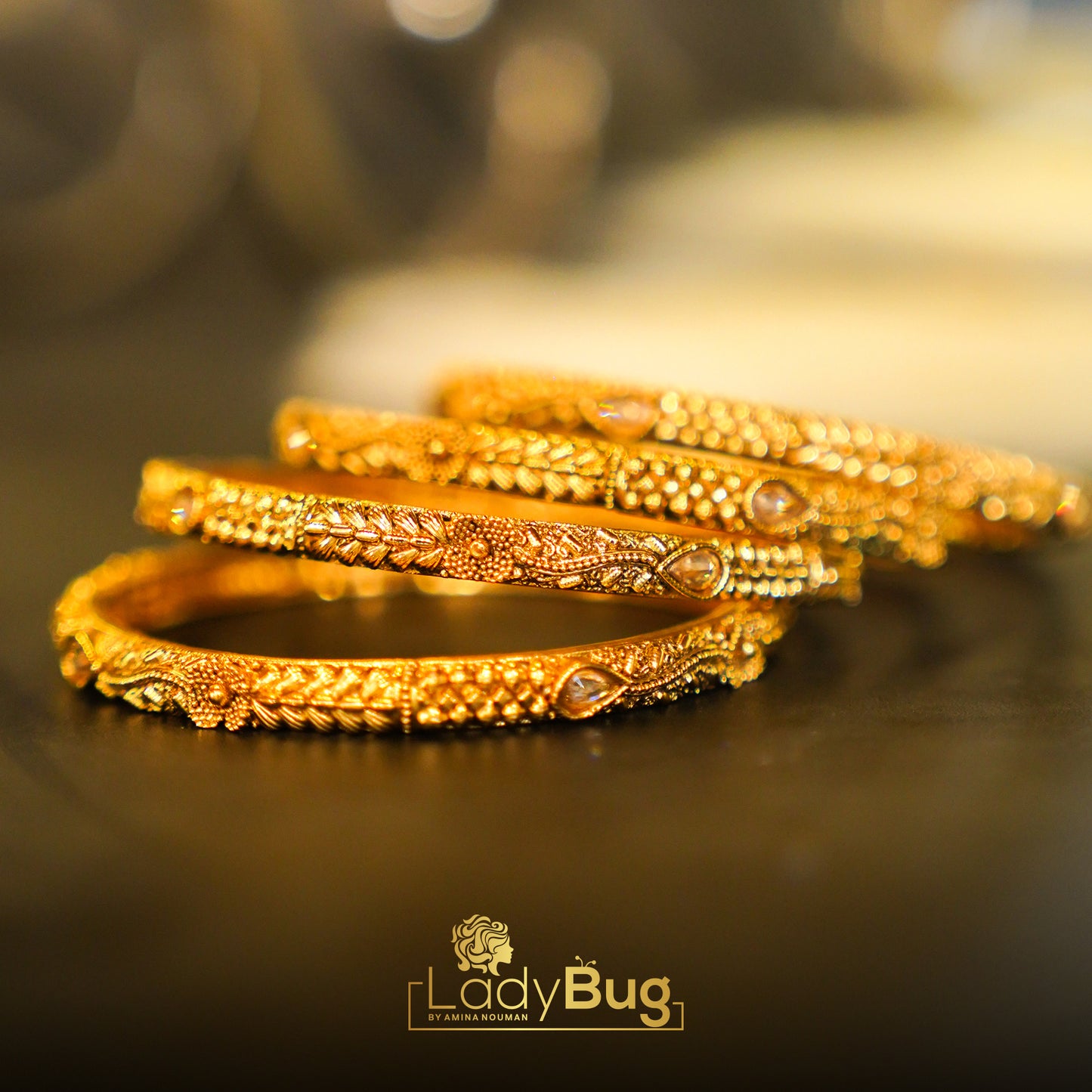 Rajwari Bangles Gold Plated Mate Polish 4pieces (2.3)