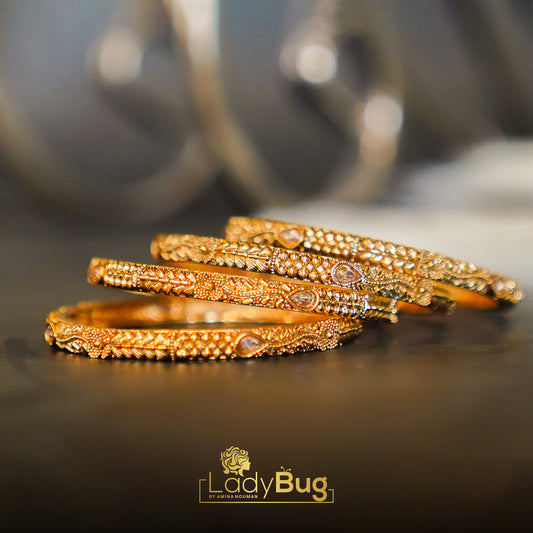 Rajwari Bangles Gold Plated Mate Polish 4pieces (2.3)