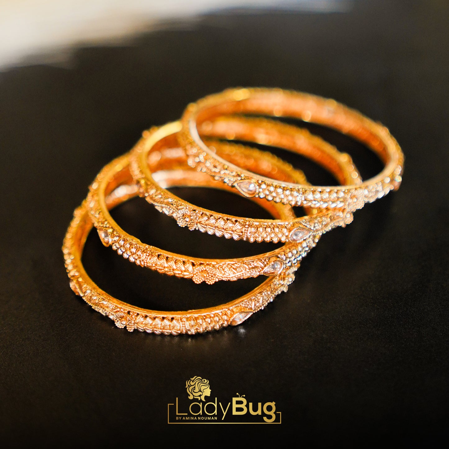 Rajwari Bangles Gold Plated Mate Polish 4pieces (2.3)