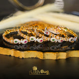 Gold Plated Emerald Ruby Zircon Bangles 4 pieces (2.8) (LB-125)