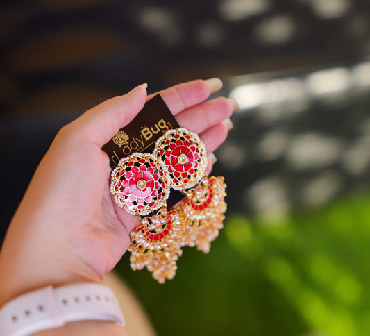 Red Meena Earrings