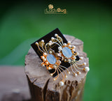 Gold-plated Earrings encrusting colorful stones and pearls
