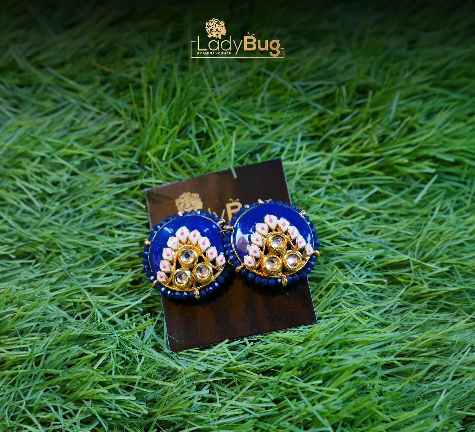 Kundan Studs with Meena Kari
