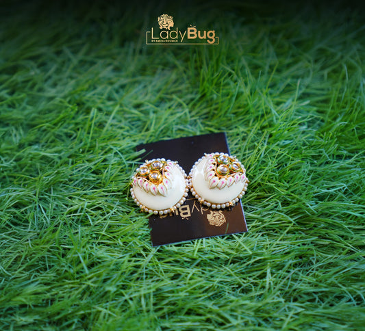 Kundan Studs with Meena Kari