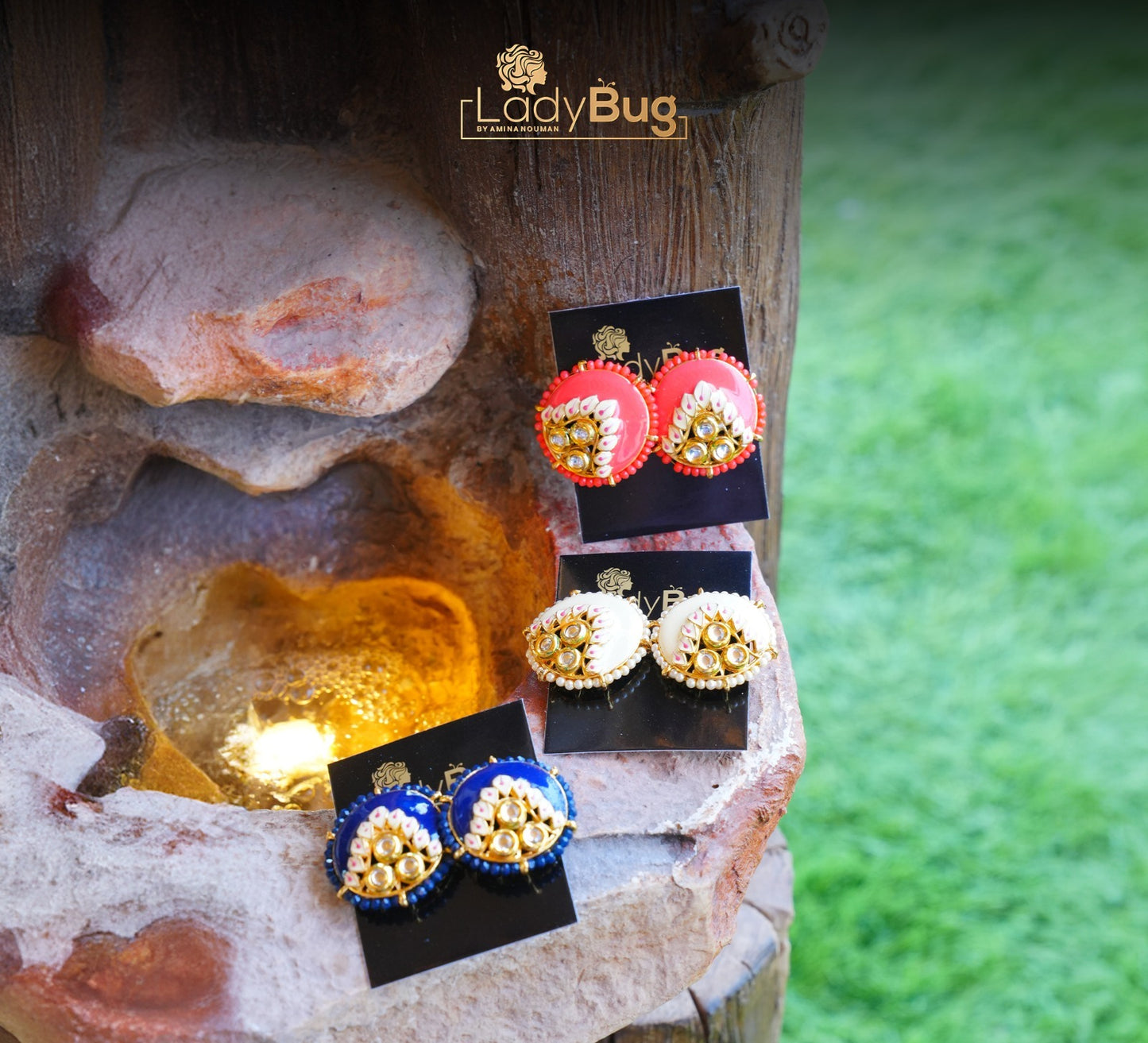 Kundan Studs with Meena Kari