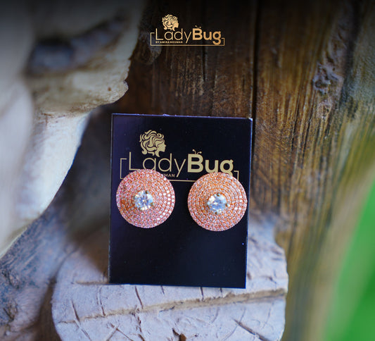 Rose-gold colored stone Studs, back with Victorian polish