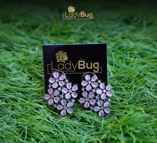 Pink stone Studs with Victorian polish