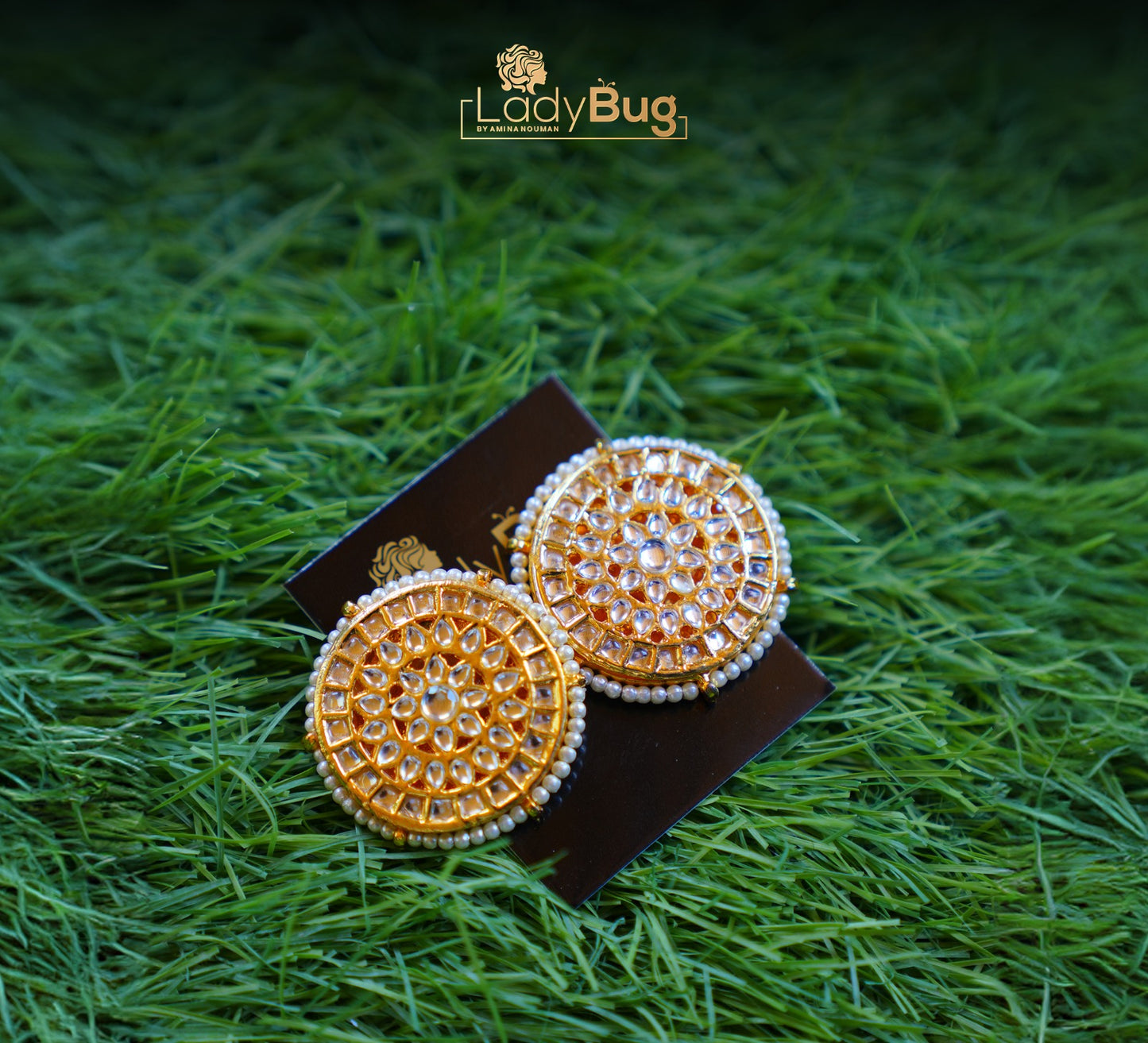 Big Kundan Studs with Meena Kari at back