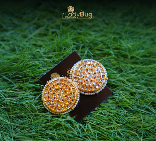 Big Kundan Studs with Meena Kari at back
