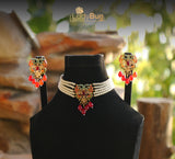 Nauratan Choker Set with white pearls and beads