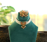 Nauratan Choker Set with white pearls and beads