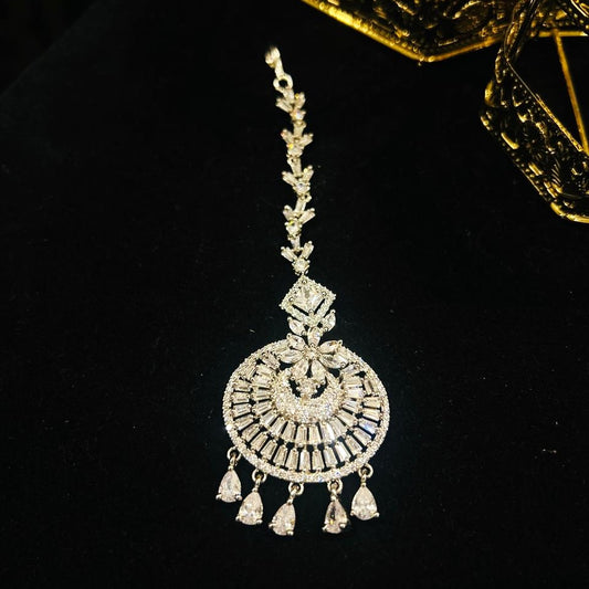 Rhodium Plated Bindiya with White Stone