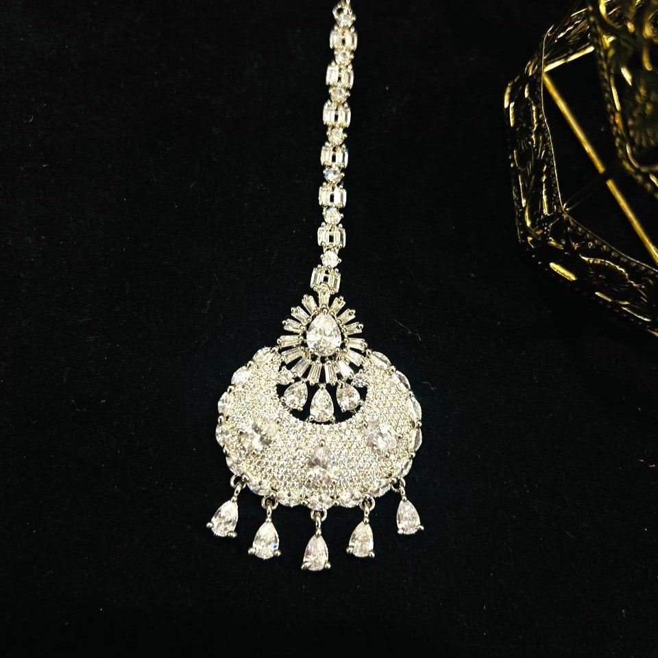 Rhodium Plated Bindiya with White Stone