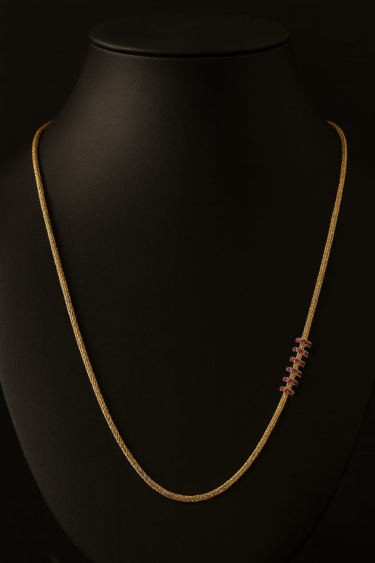 Gold plated Indian chain with ruby stones