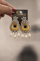 Gold Kundan Pearl Drop Earrings | Traditional Bridal & Festive Jewelry lb838