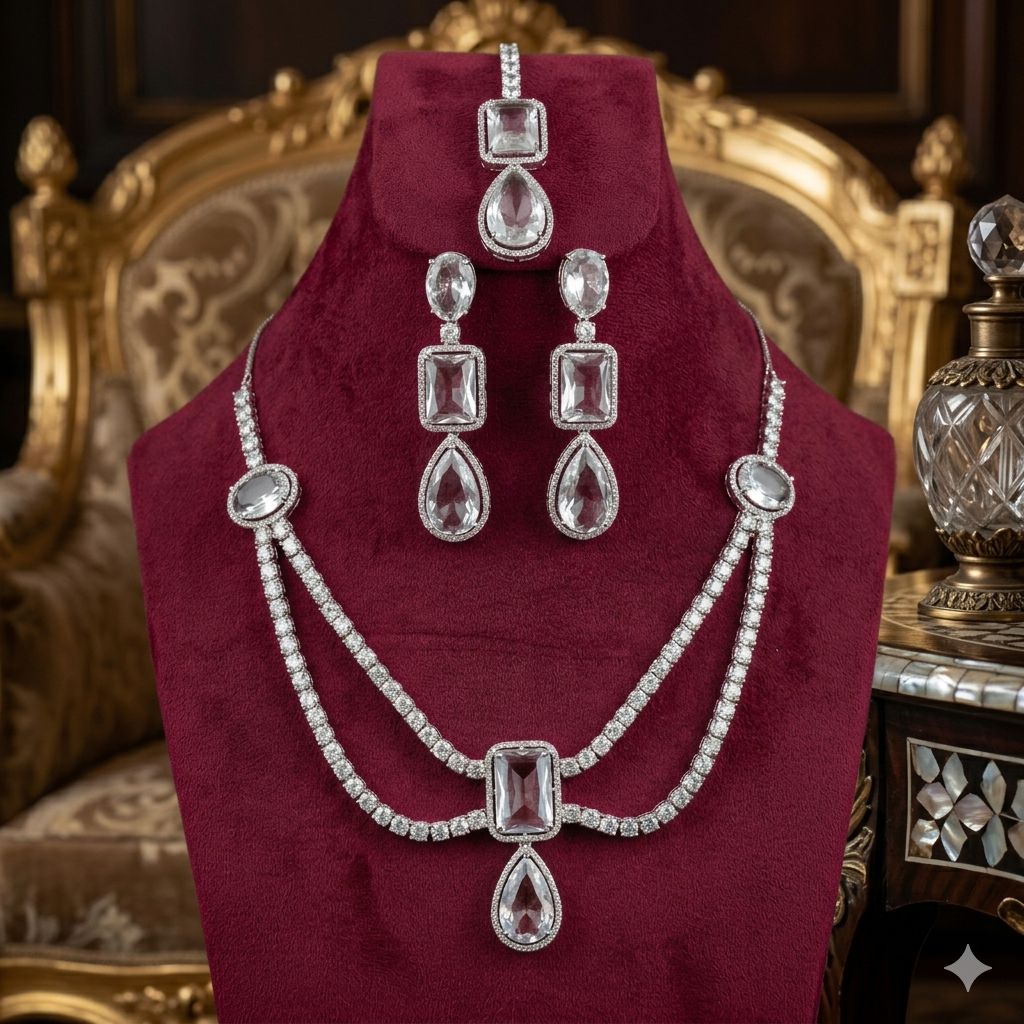 Diamond Cut AD Zircon Bridal Set