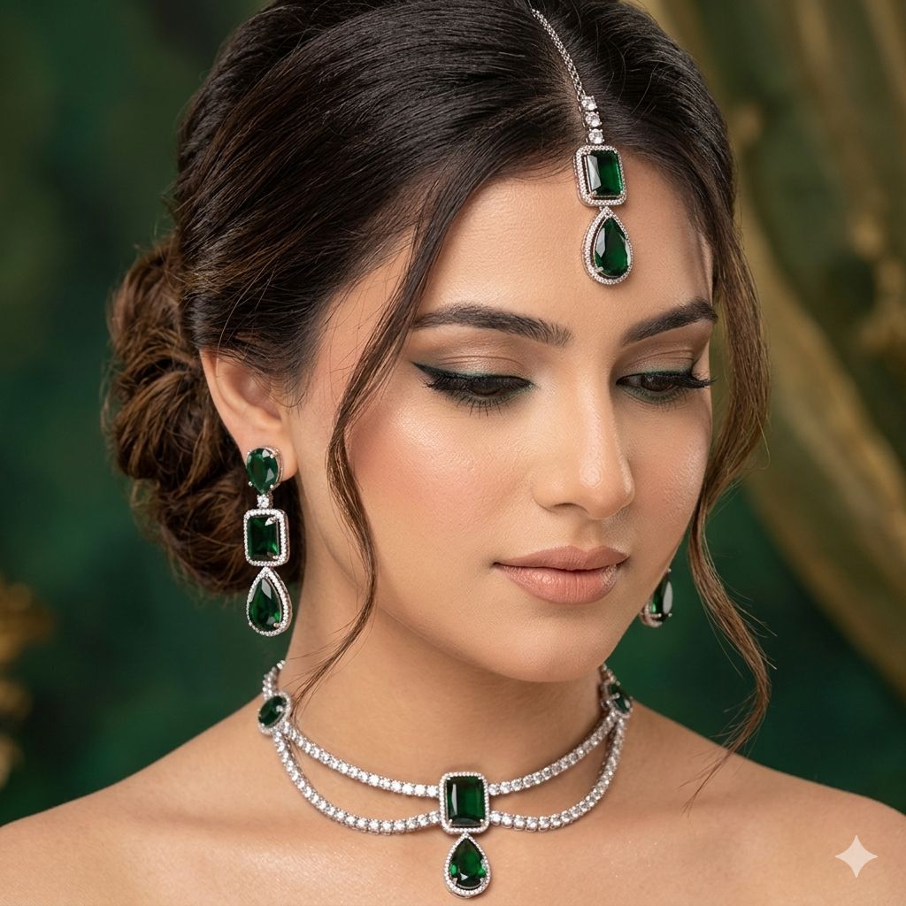 Diamond Cut AD Zircon Bridal Set